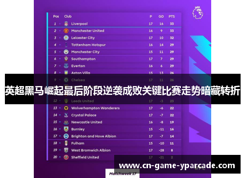 英超黑马崛起最后阶段逆袭成败关键比赛走势暗藏转折